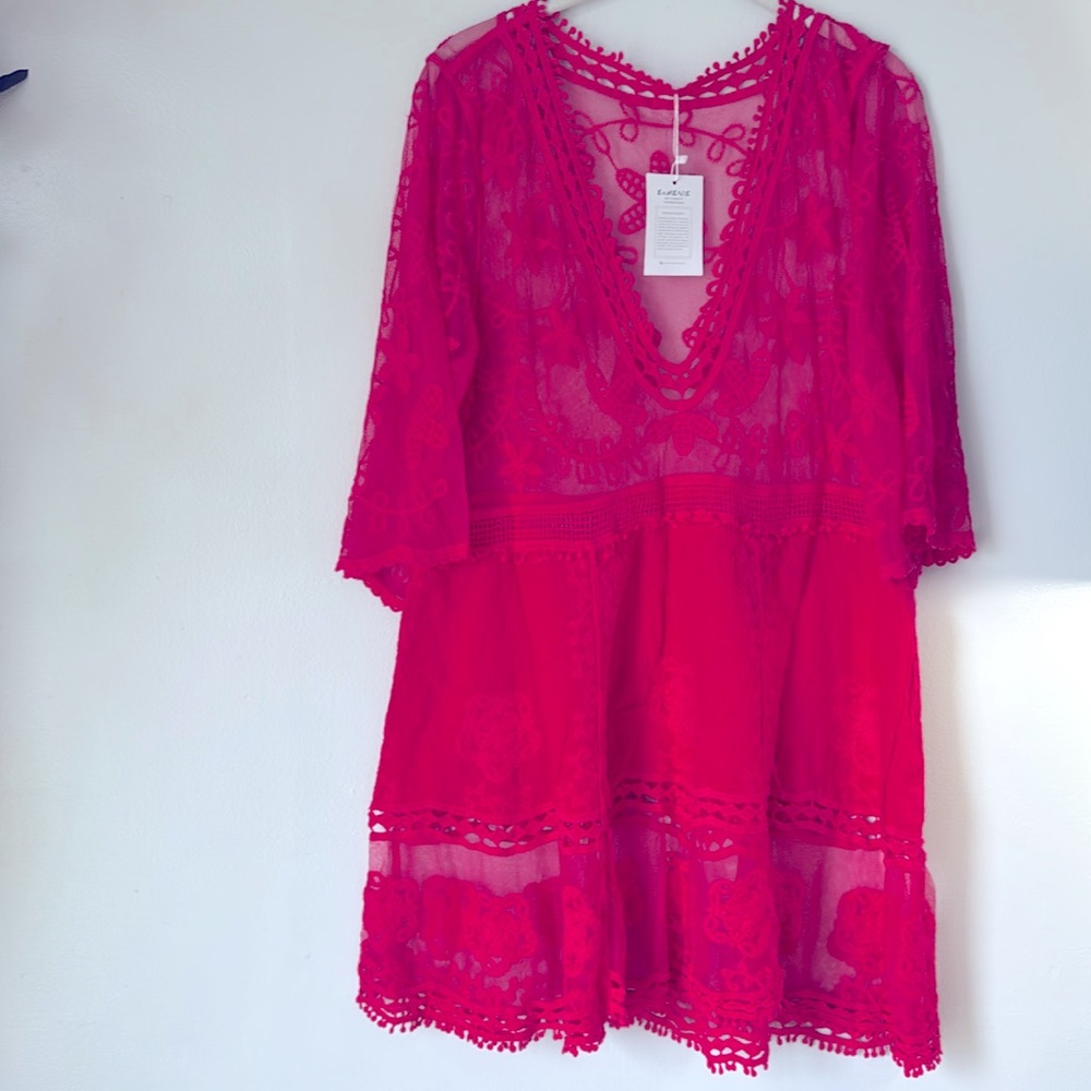 EOMENIE Pink Swimwear Cover-Up Beach Poolside Resort Vacation One Size
